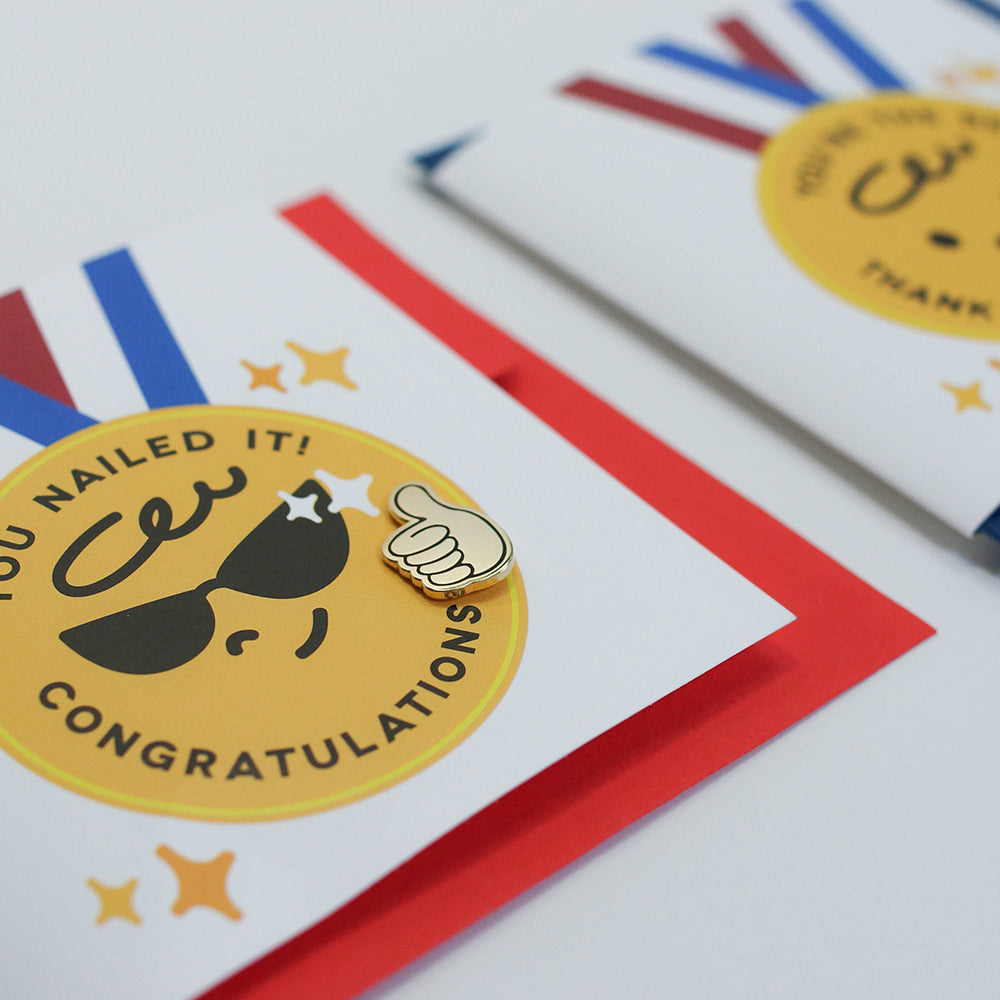 Best Congratulations + Thumb up Enamel pin | Greeting Card