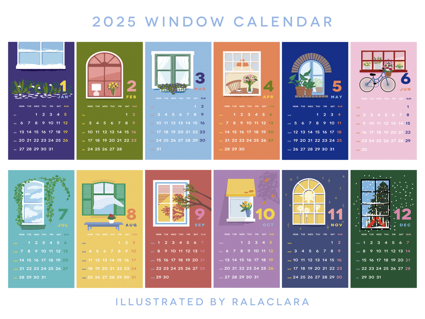 2025 Window Flower Calendar |  Desk Calendar