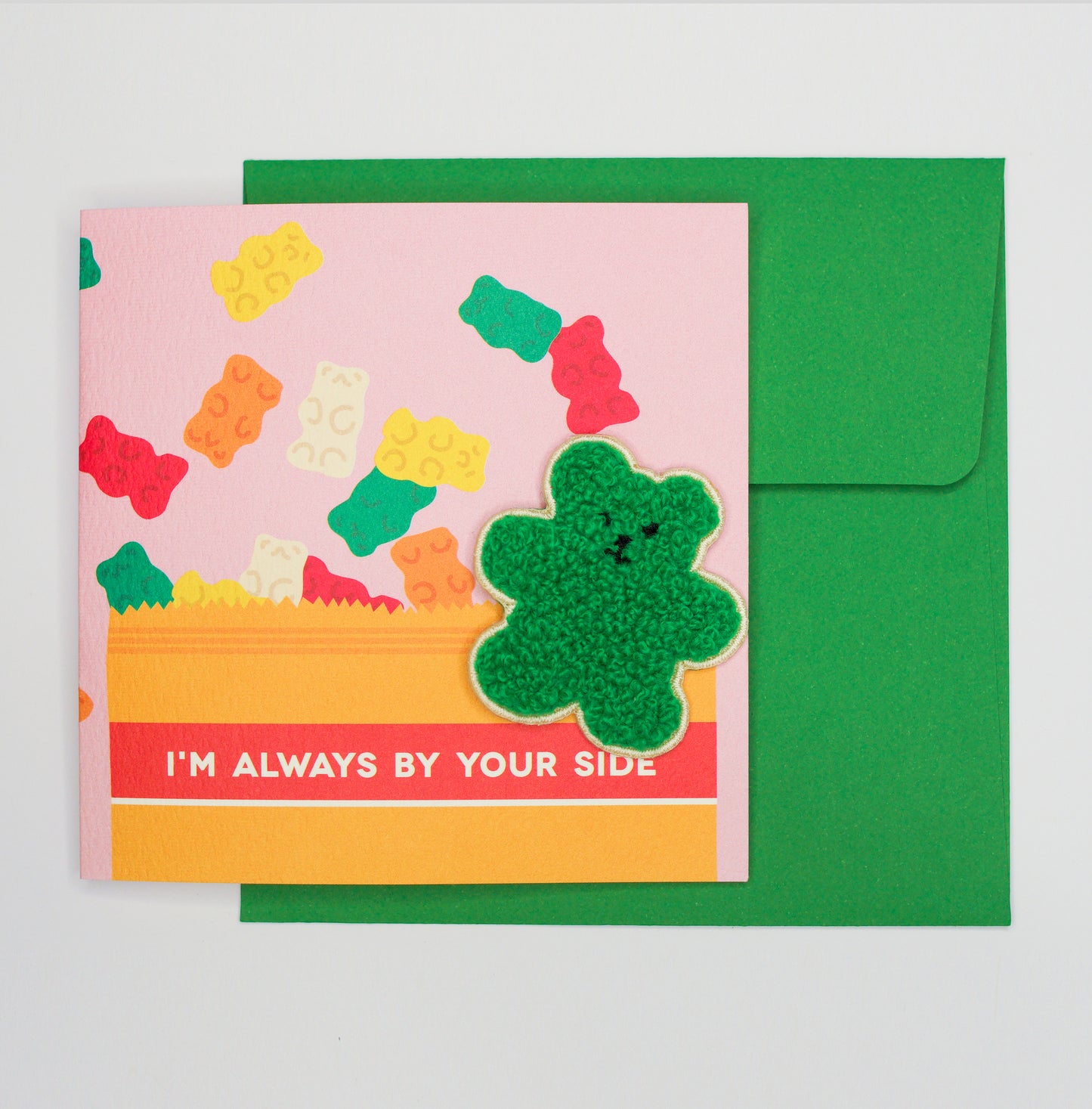 Teddy Bear Jelly Card + Cloth Badge (I'm always by your side) Card | Greeting Card