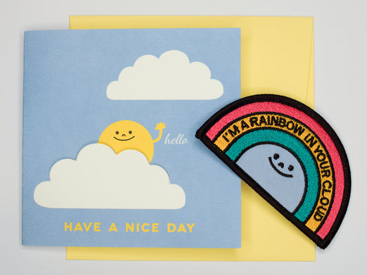 Have a Nice Day (Rainbow) + Cloth Badge | Greeting Card