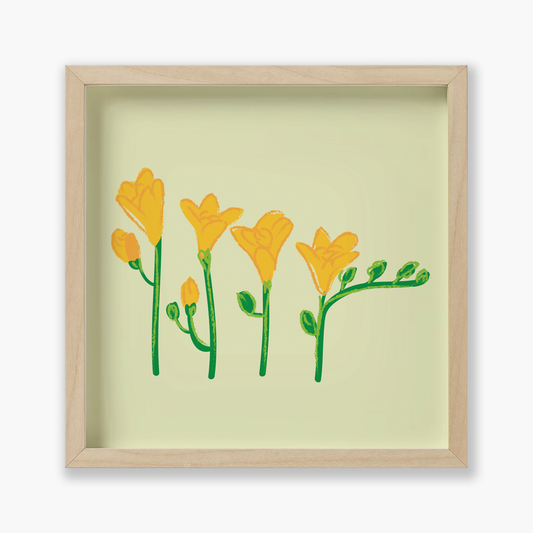 Freesia Flowers, Floral, 9x9 " | Art Print