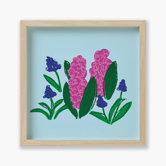 Hyacins + Muscari Flowers, Floral, 9x9 " | Art Print