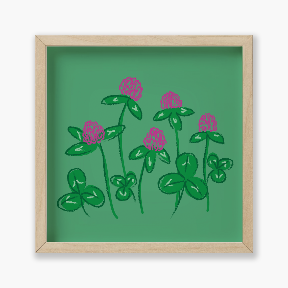 Red clover Flowers, Floral, 9x9 " | Art Print