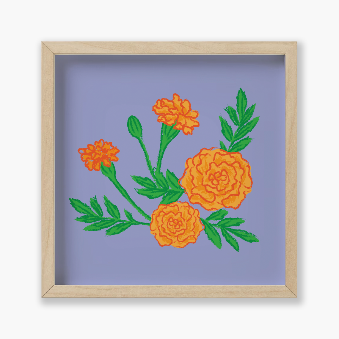 Marigold Flowers, Floral, 9x9 " | Art Print