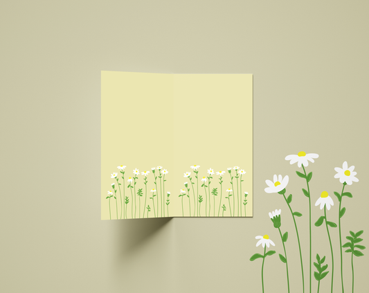 Wild Flowers Daisy, Set of 4 Mini Thank you Cards | Folded Mini Card