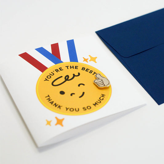 Best Thanks + Thumb Up Enamel Pin | Greeting Card