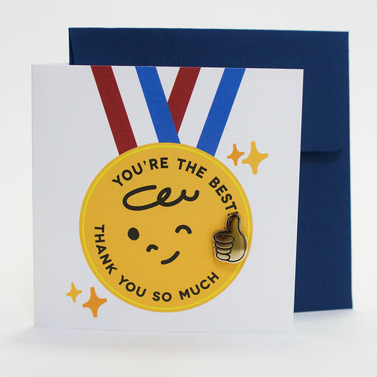 Best Thanks + Thumb Up Enamel Pin | Greeting Card