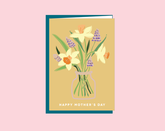 Happy Mother's Day (Daffodils and Muscari) Folded Card | Greeting Card