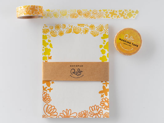 Yellow Flowers Masking Tape + Notepad Set